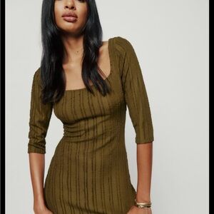 Reformation Olive Green Mini Dress